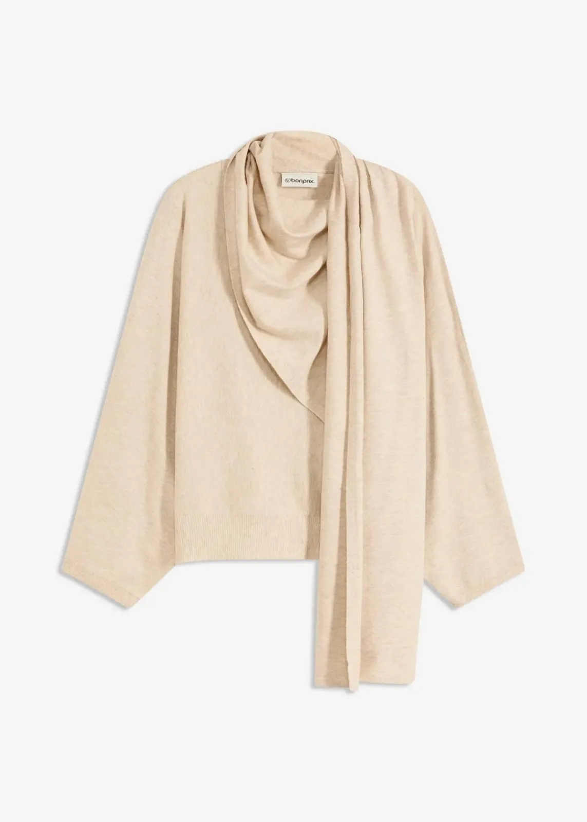 bonprix Pullover & Strickjacken|Strickmode^Feinstrickpullover aus softem Viskose-Mix kieselbeige meliert