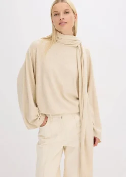 bonprix Pullover & Strickjacken|Strickmode^Feinstrickpullover aus softem Viskose-Mix kieselbeige meliert