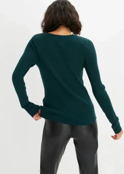 bonprix Bekleidung·Umstandsmode|Bekleidung·Jeans^Feinstrickpullover aus softem Viskose-Mix tiefgrün