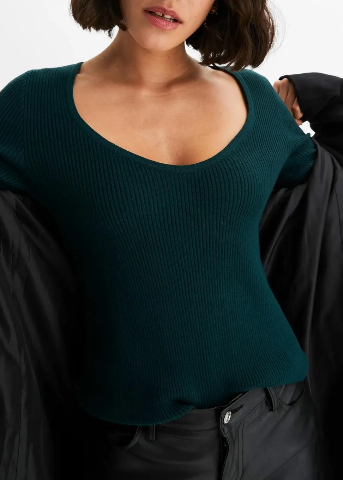 bonprix Bekleidung·Umstandsmode|Bekleidung·Jeans^Feinstrickpullover aus softem Viskose-Mix tiefgrün