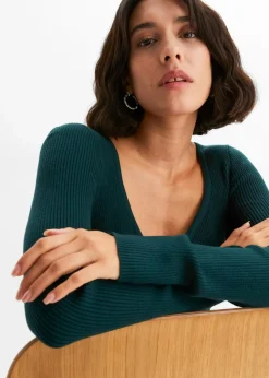 bonprix Bekleidung·Umstandsmode|Bekleidung·Jeans^Feinstrickpullover aus softem Viskose-Mix tiefgrün