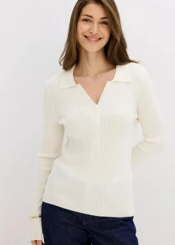 bonprix Bekleidung·Umstandsmode|Strickmode^Feinstrickpullover aus softem Viskose-Mix wollweiß