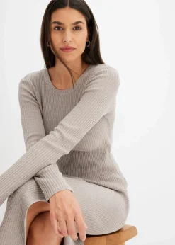 bonprix Bekleidung·Umstandsmode|Bekleidung·Jeans^Feinstrickpullover aus softem Viskose-Mix silber/naturstein
