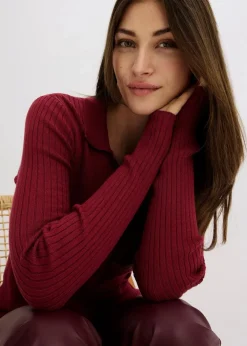 bonprix Bekleidung·Umstandsmode|Strickmode^Feinstrickpullover aus softem Viskose-Mix pflaumenrot