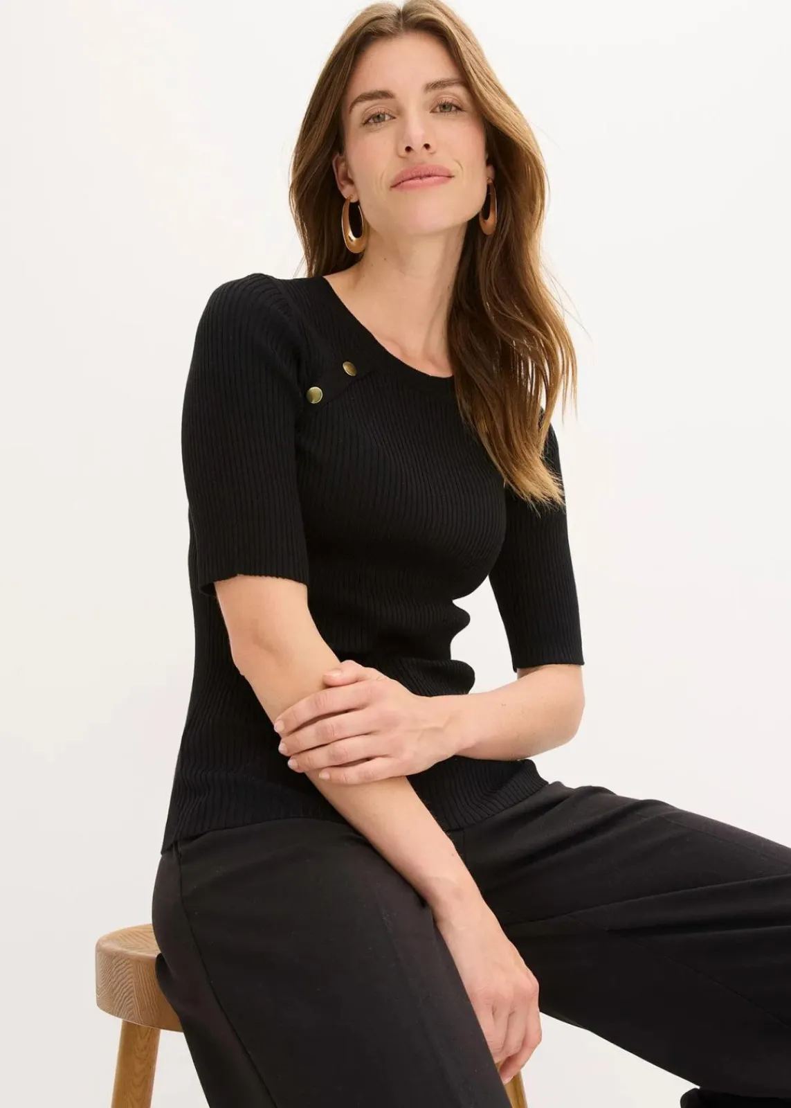 bonprix Bekleidung·Umstandsmode|Bekleidung·Jeans^Feinstrickpullover aus softem Viskose-Mix schwarz