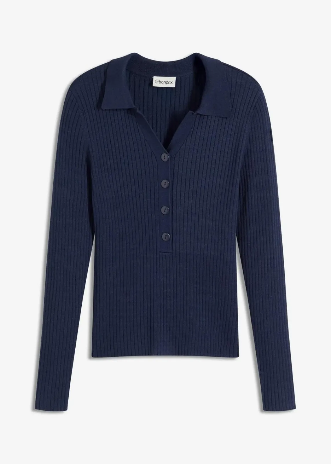 bonprix Pullover & Strickjacken|Bekleidung·Jeans^Feinstrickpullover aus softem Viskose-Mix dunkelblau