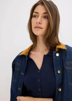 bonprix Pullover & Strickjacken|Bekleidung·Jeans^Feinstrickpullover aus softem Viskose-Mix dunkelblau