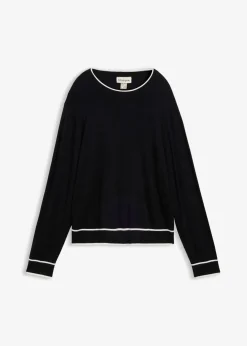 bonprix Bekleidung·Umstandsmode|Bekleidung·Jeans^Feinstrickpullover aus Viskose-Mix schwarz/wollweiß