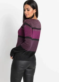 bonprix Bekleidung·Umstandsmode|Bekleidung·Jeans^Feinstrickpullover aus Viskose-Mix lila/pink/schwarz metallic