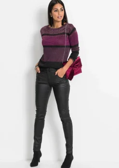 bonprix Bekleidung·Umstandsmode|Bekleidung·Jeans^Feinstrickpullover aus Viskose-Mix lila/pink/schwarz metallic