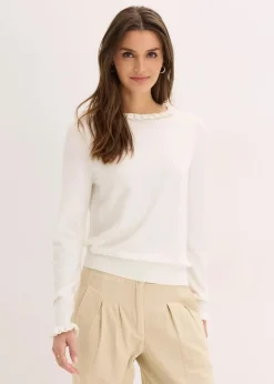 bonprix Pullover & Strickjacken|Strickmode^Feinstrickpullover aus Viskose-Mix wollweiß