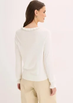 bonprix Pullover & Strickjacken|Strickmode^Feinstrickpullover aus Viskose-Mix wollweiß