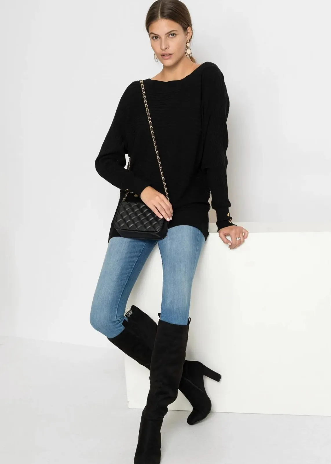bonprix Bekleidung·Umstandsmode|Bekleidung·Jeans^Feinstrickpullover aus Viskose-Mix schwarz