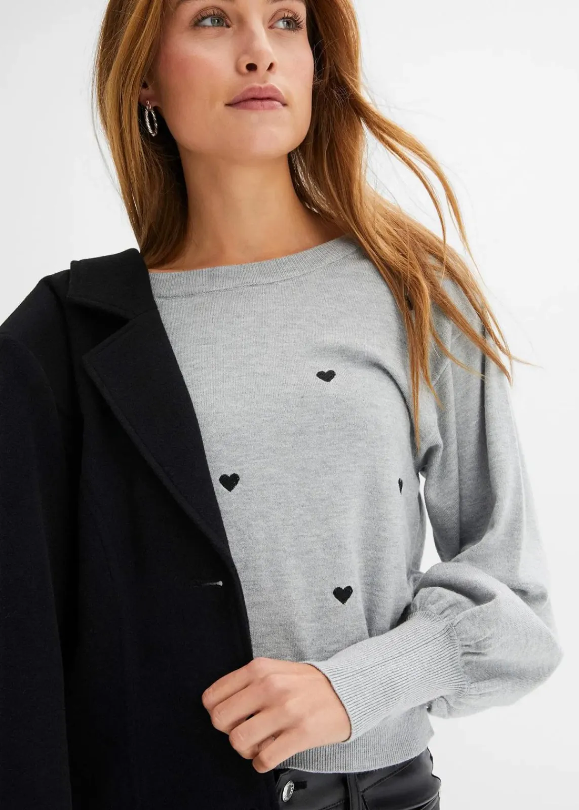 bonprix Bekleidung·Umstandsmode|Bekleidung·Jeans^Feinstrickpullover aus Viskose-Mix grau meliert