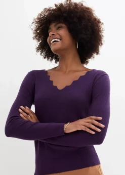 bonprix Bekleidung·Umstandsmode|Bekleidung·Jeans^Feinstrickpullover aus weichem Viskose-Mix dunkellila
