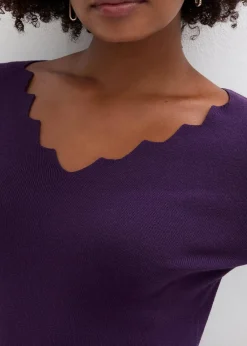 bonprix Bekleidung·Umstandsmode|Bekleidung·Jeans^Feinstrickpullover aus weichem Viskose-Mix dunkellila