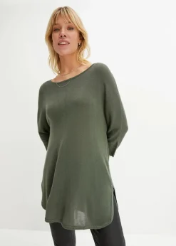 bonprix Strickmode|Pullover & Strickjacken^Feinstrickpullover mit 3/4 Arm eukalyptusgrün