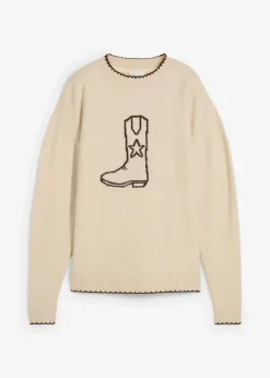 bonprix Bekleidung·Umstandsmode|Bekleidung·Jeans^Feinstrickpullover mit überschnittener Schulter hellsand meliert