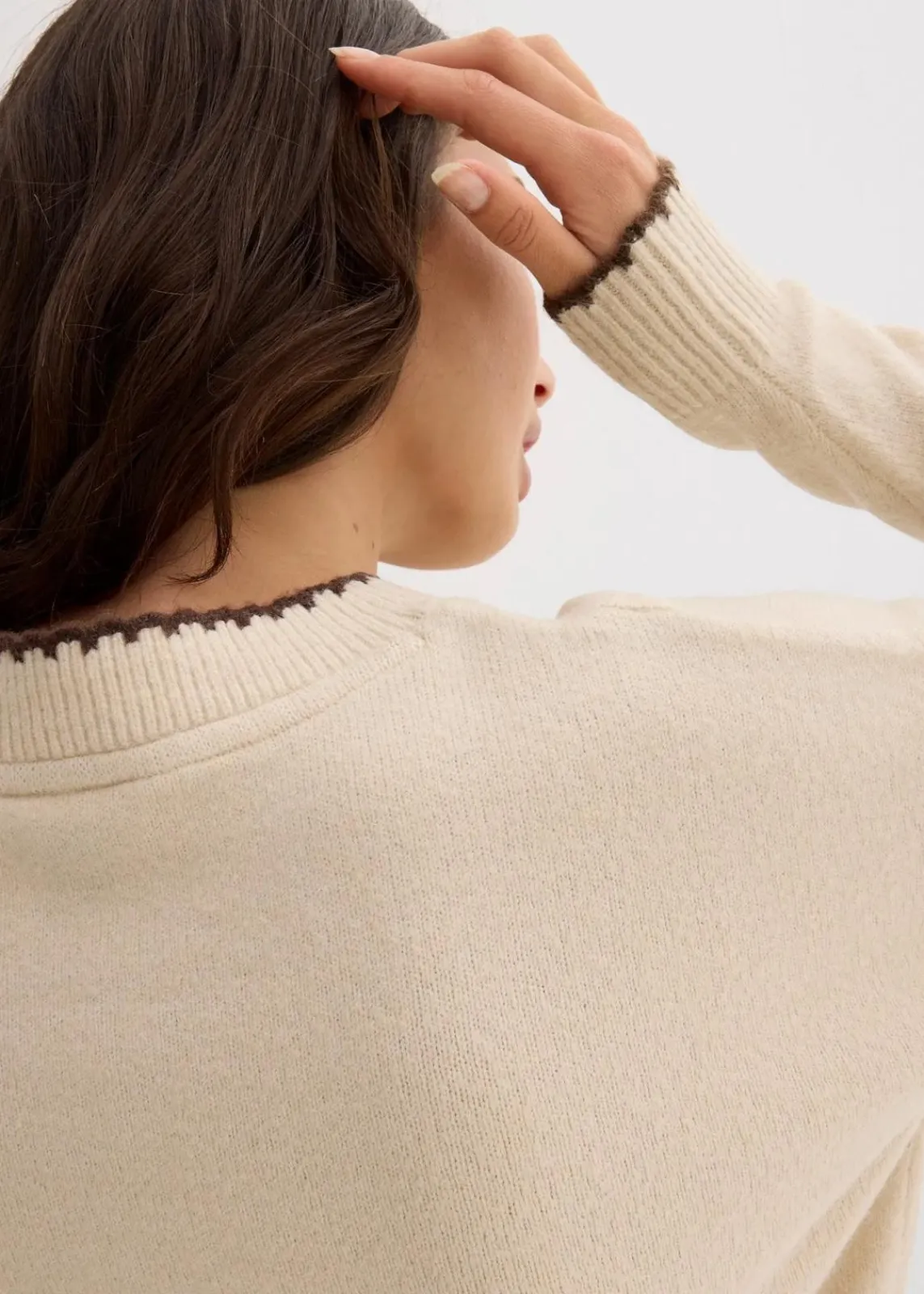 bonprix Bekleidung·Umstandsmode|Bekleidung·Jeans^Feinstrickpullover mit überschnittener Schulter hellsand meliert