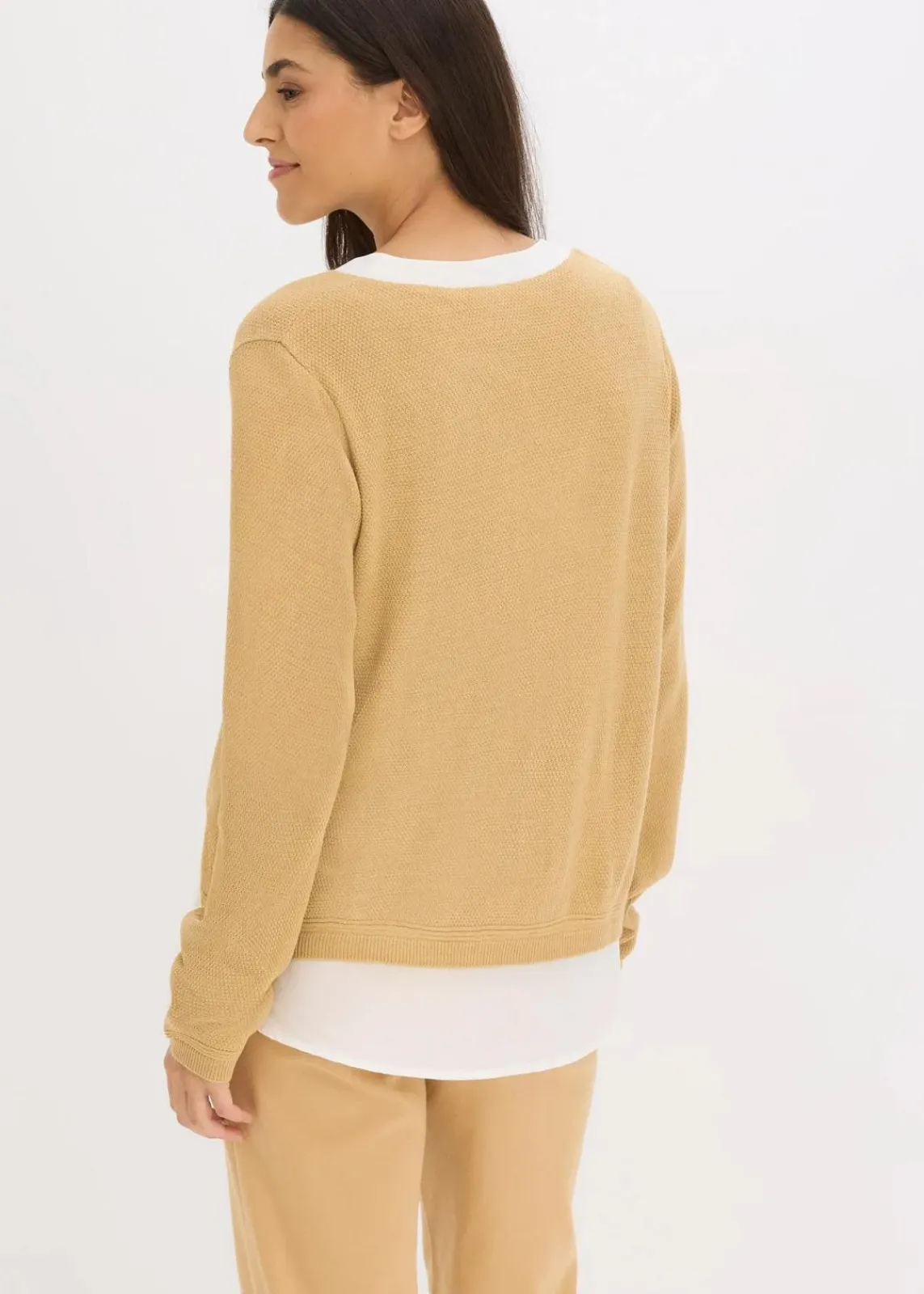 bonprix Bekleidung·Umstandsmode|Strickmode^Feinstrickpullover mit Bluseneinsatz cappuccino
