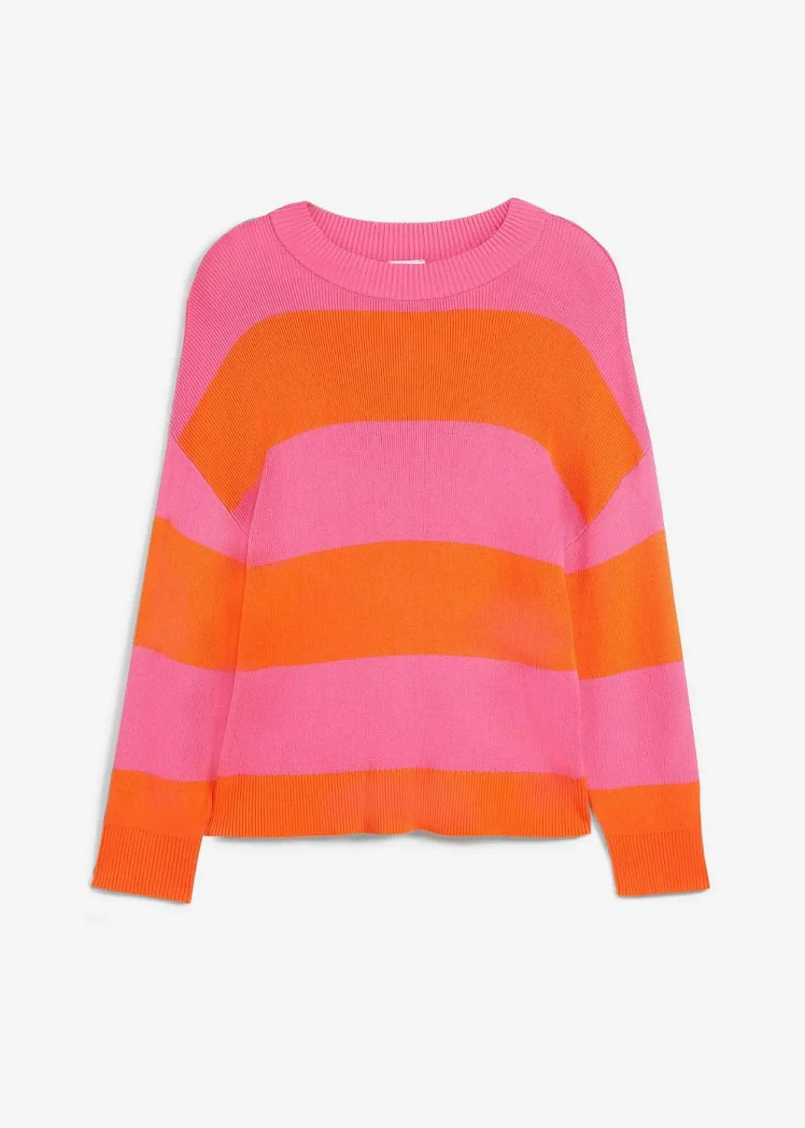 bonprix Bekleidung·Umstandsmode|Strickmode^Feinstrickpullover mit Blockstreifen pink/orange gestreift