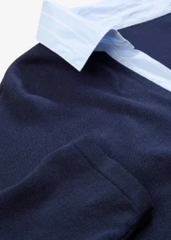 bonprix Bekleidung·Umstandsmode|Bekleidung·Jeans^Feinstrickpullover mit Bluseneinsatz dunkelblau