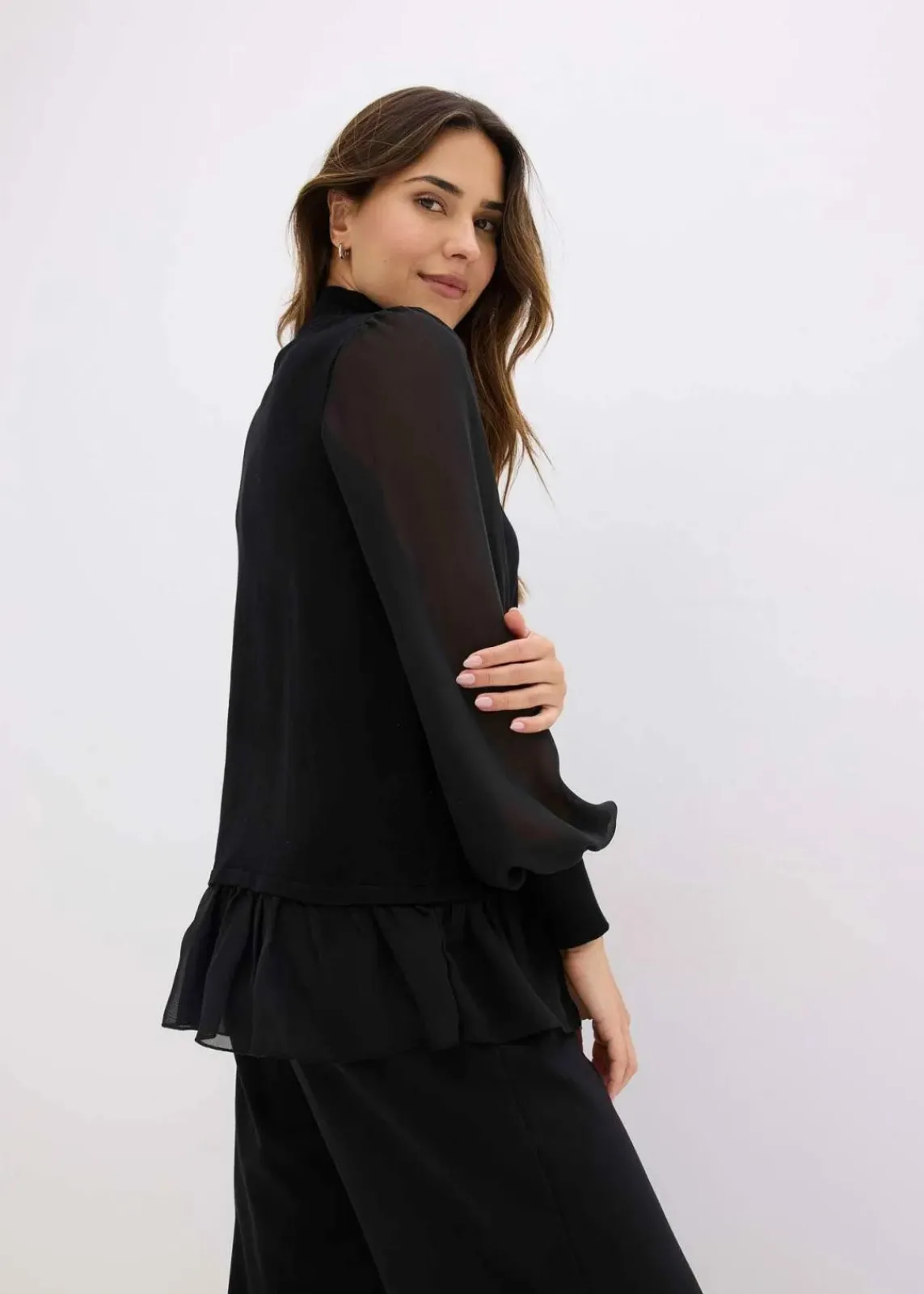 bonprix Strickmode|Pullover & Strickjacken^Feinstrickpullover mit Blusen-Einsatz schwarz