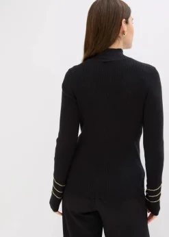 bonprix Bekleidung·Umstandsmode|Bekleidung·Jeans^Feinstrickpullover mit Goldketten schwarz