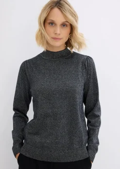 bonprix Bekleidung·Jeans|Bekleidung·Umstandsmode^Feinstrickpullover mit Lurex schwarz/silber