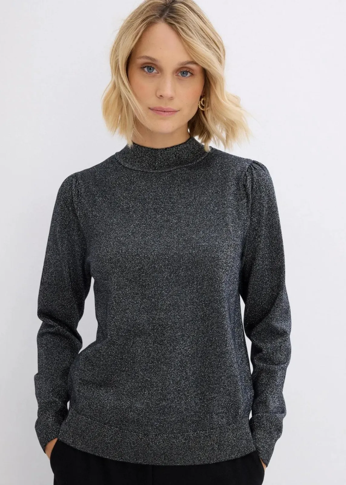 bonprix Bekleidung·Jeans|Bekleidung·Umstandsmode^Feinstrickpullover mit Lurex schwarz/silber