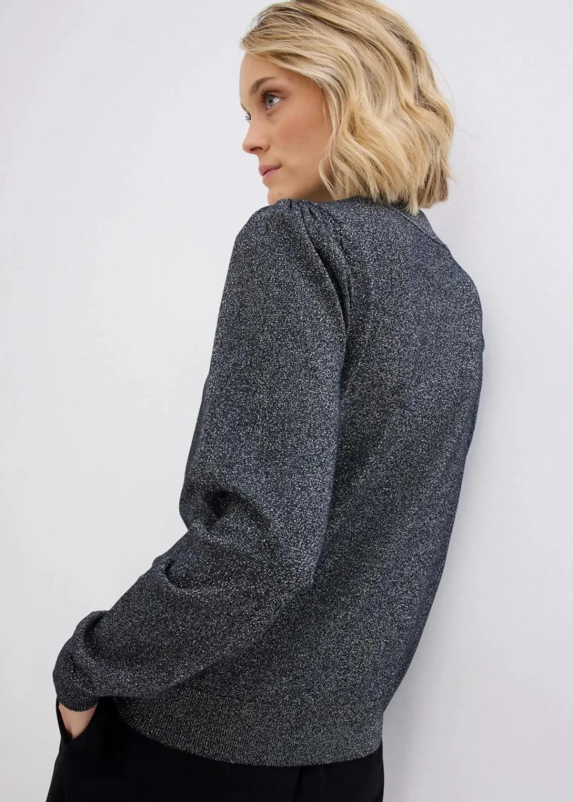 bonprix Bekleidung·Jeans|Bekleidung·Umstandsmode^Feinstrickpullover mit Lurex schwarz/silber