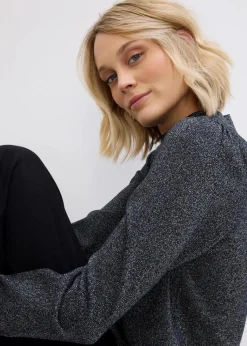 bonprix Bekleidung·Jeans|Bekleidung·Umstandsmode^Feinstrickpullover mit Lurex schwarz/silber
