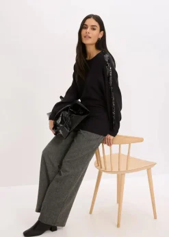 bonprix Bekleidung·Umstandsmode|Bekleidung·Jeans^Feinstrickpullover mit Pailletten schwarz