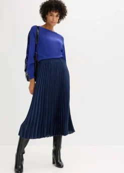 bonprix Pullover & Strickjacken|Strickmode^Feinstrickpullover mit Pailletten saphirblau