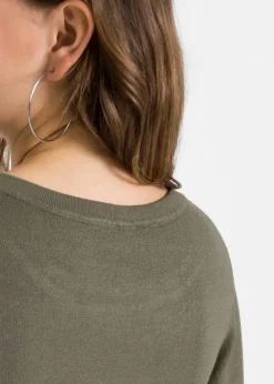 bonprix Bekleidung·Umstandsmode|Bekleidung·Jeans^Feinstrickpullover mit Rockansatz oliv geblümt