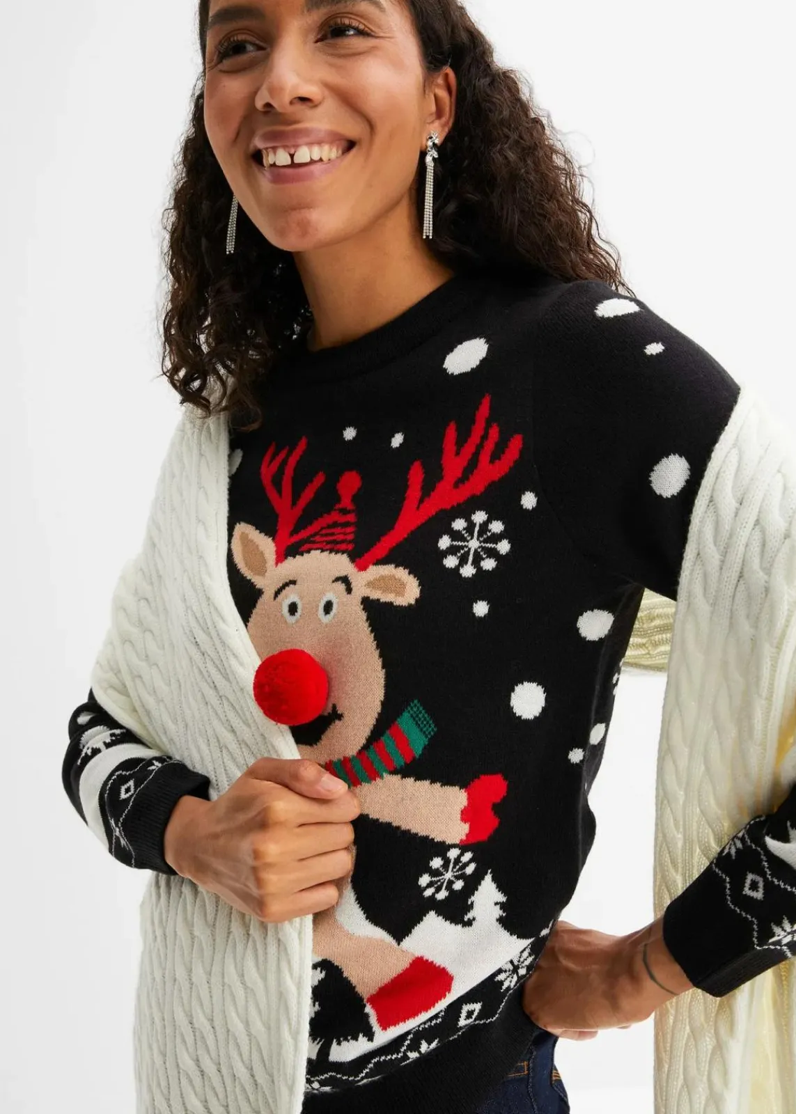 bonprix Pullover & Strickjacken|Strickmode^Feinstrickpullover mit Rundhalsausschnitt schwarz