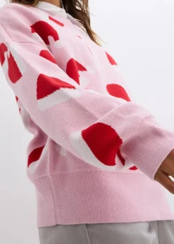 bonprix Pullover & Strickjacken|Strickmode^Feinstrickpullover mit Rundhals, oversized kristallrosa
