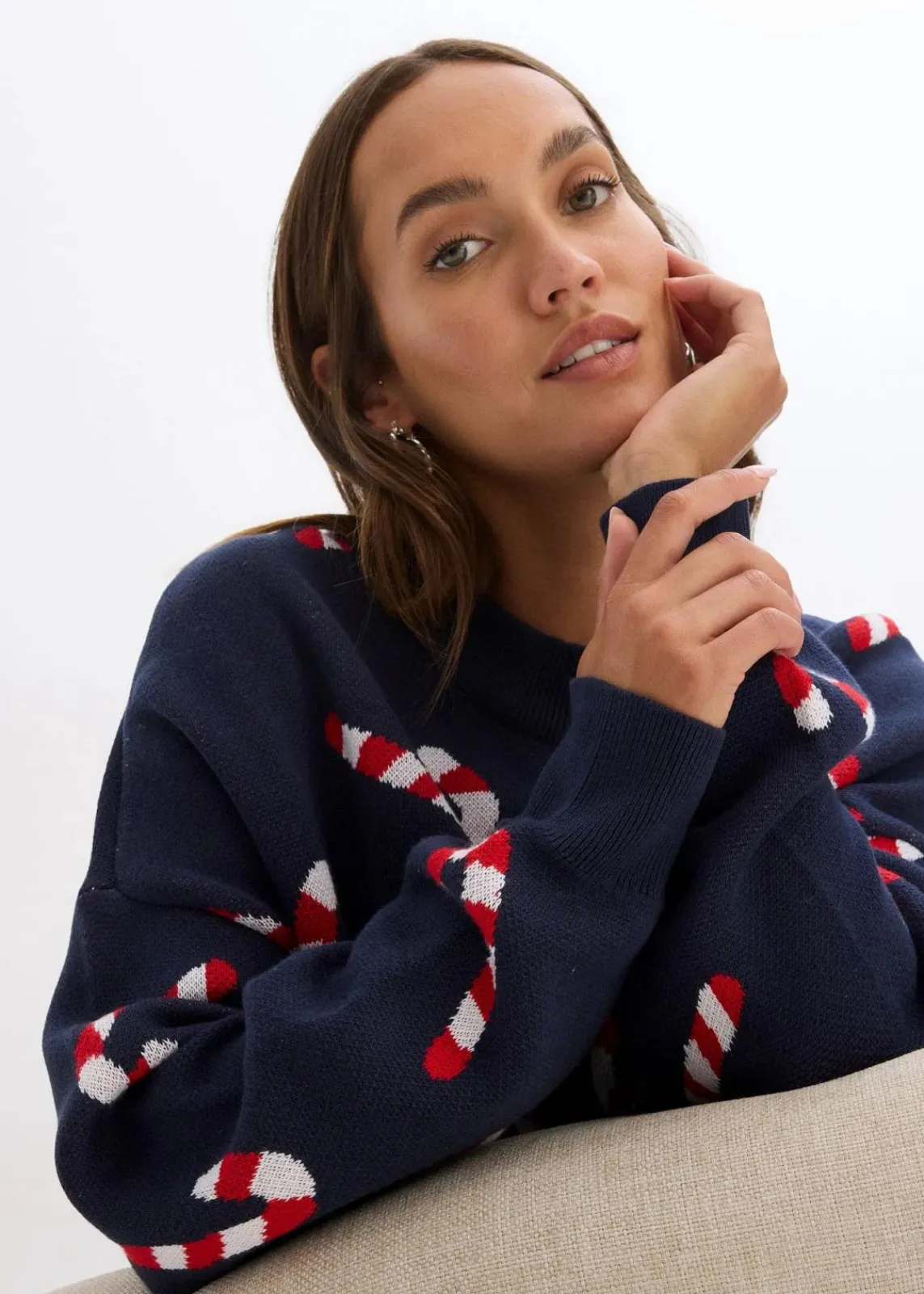 bonprix Bekleidung·Umstandsmode|Bekleidung·Jeans^Feinstrickpullover mit Rundhals, oversized dunkelblau