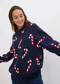 bonprix Bekleidung·Umstandsmode|Bekleidung·Jeans^Feinstrickpullover mit Rundhals, oversized dunkelblau