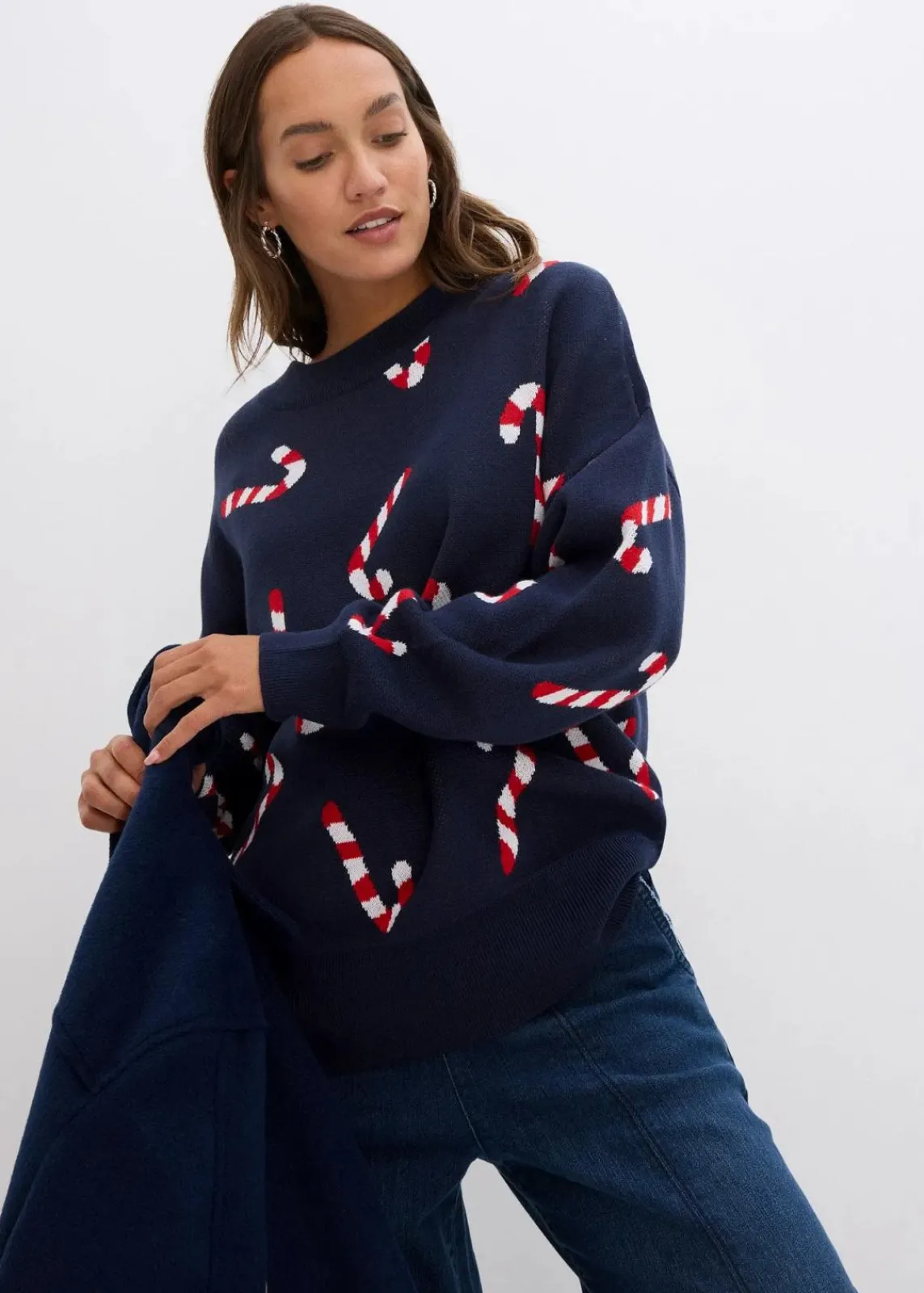 bonprix Bekleidung·Umstandsmode|Bekleidung·Jeans^Feinstrickpullover mit Rundhals, oversized dunkelblau