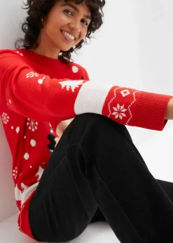 bonprix Bekleidung·Umstandsmode|Bekleidung·Jeans^Feinstrickpullover mit Rundhalsausschnitt erdbeere