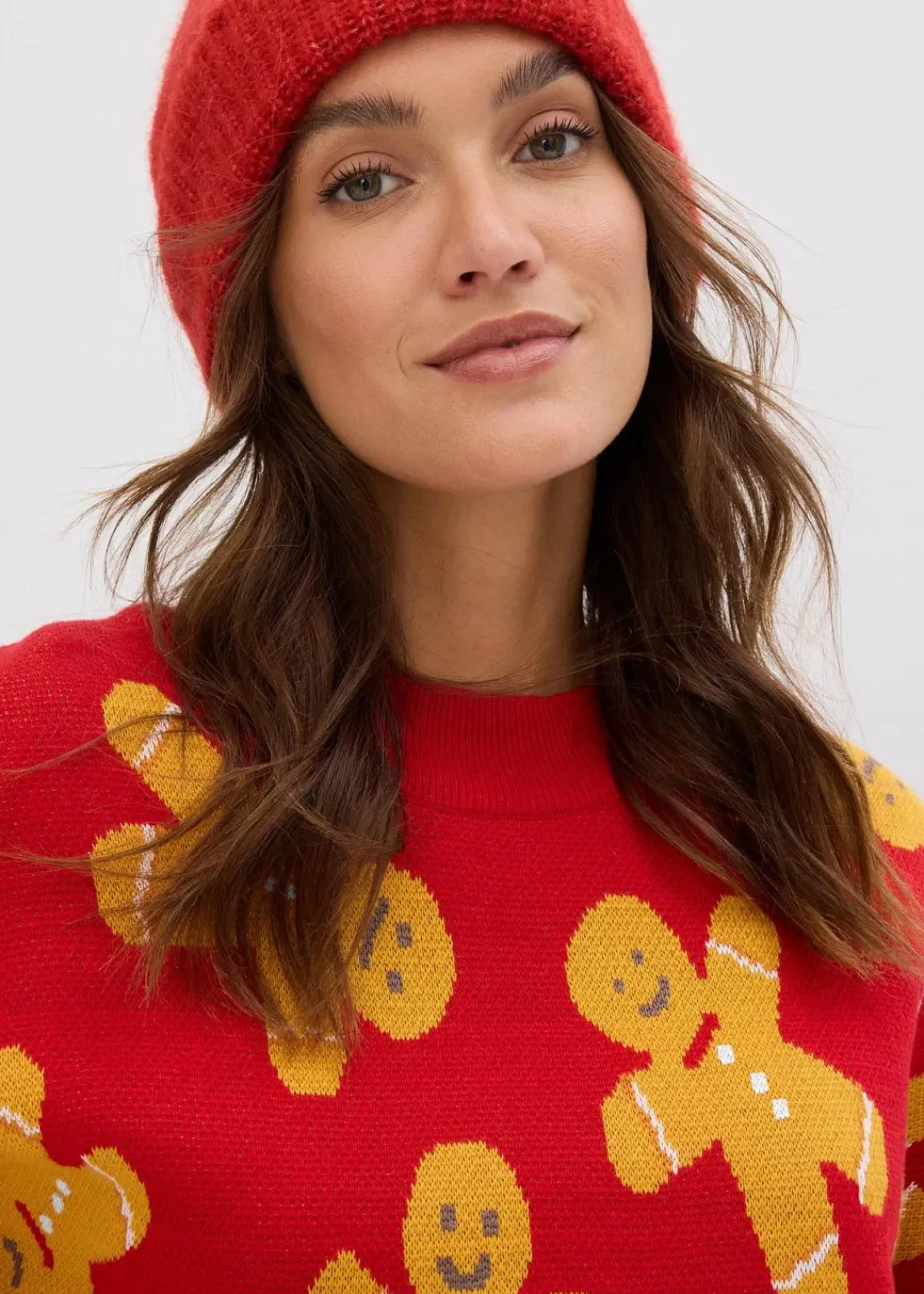 bonprix Pullover & Strickjacken|Strickmode^Feinstrickpullover mit Rundhals, oversized salsarot