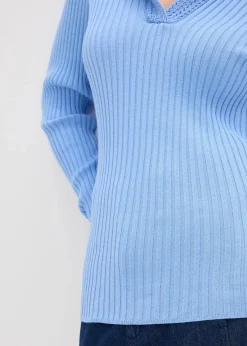 bonprix Bekleidung·Umstandsmode|Bekleidung·Jeans^Feinstrickpullover mit schmückendem Kragen perlblau