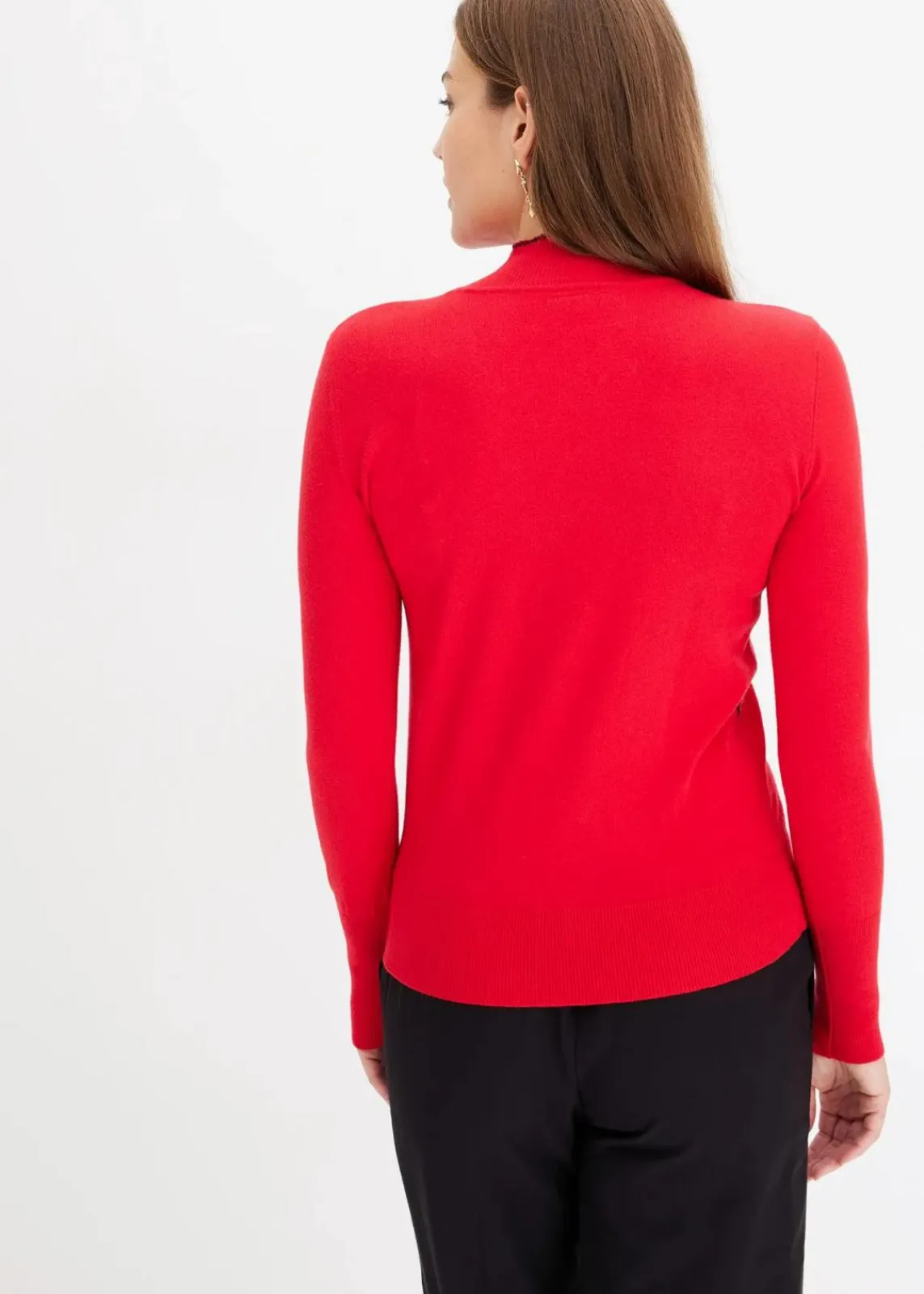 bonprix Bekleidung·Umstandsmode|Bekleidung·Jeans^Feinstrickpullover mit Schleifendetail tiefrot/schwarz