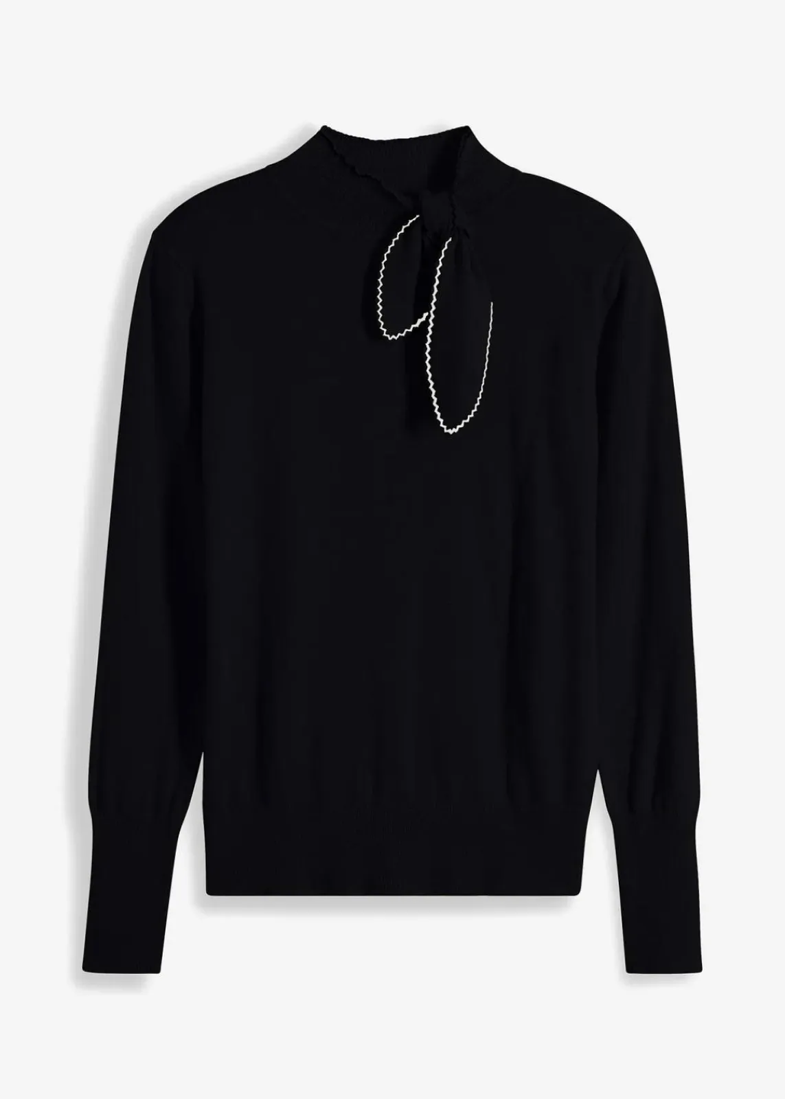 bonprix Bekleidung·Umstandsmode|Bekleidung·Jeans^Feinstrickpullover mit Schleifendetail schwarz/wollweiß