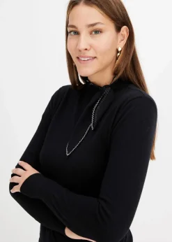 bonprix Bekleidung·Umstandsmode|Bekleidung·Jeans^Feinstrickpullover mit Schleifendetail schwarz/wollweiß