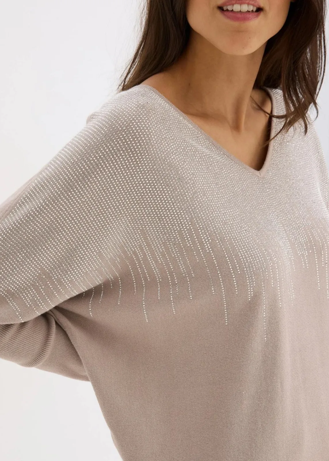 bonprix Bekleidung·Umstandsmode|Strickmode^Feinstrickpullover mit Strass-Applikation naturstein