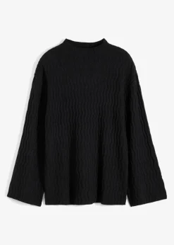 bonprix Bekleidung·Umstandsmode|Bekleidung·Jeans^Feinstrickpullover mit Struktur schwarz