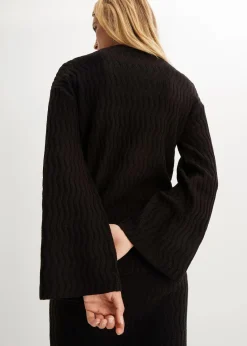 bonprix Bekleidung·Umstandsmode|Bekleidung·Jeans^Feinstrickpullover mit Struktur schwarz