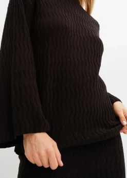 bonprix Bekleidung·Umstandsmode|Bekleidung·Jeans^Feinstrickpullover mit Struktur schwarz